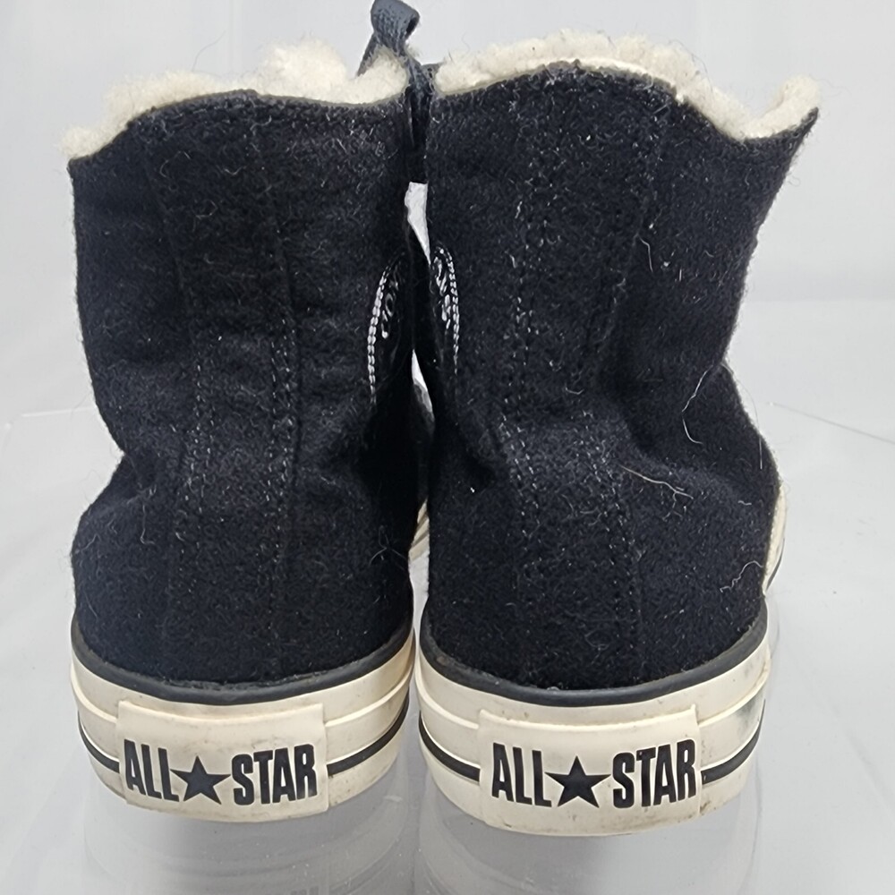 Converse All Star Chuck Taylor High Top Women 7 Wool/Faux Fur Sherpa Line Black - Picture 8 of 11